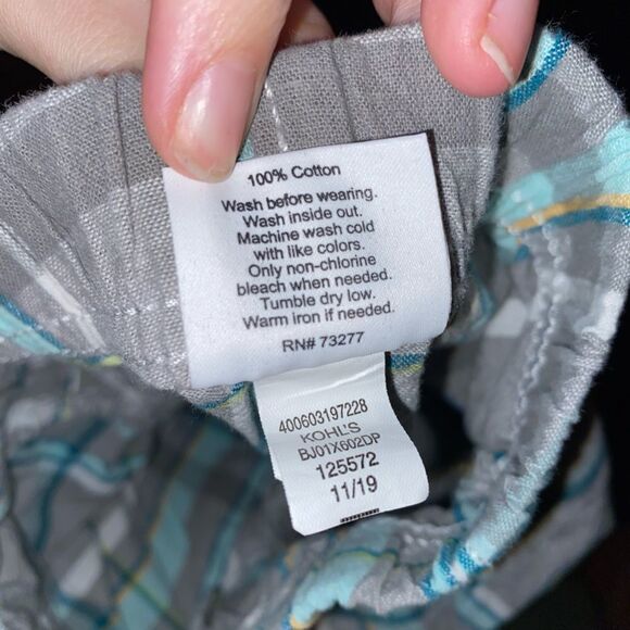 6 for $25 🎃 Jumping Beans Blue and Gray Plaid Shorts Elastic Waistband Size 18M - Picture 3 of 4